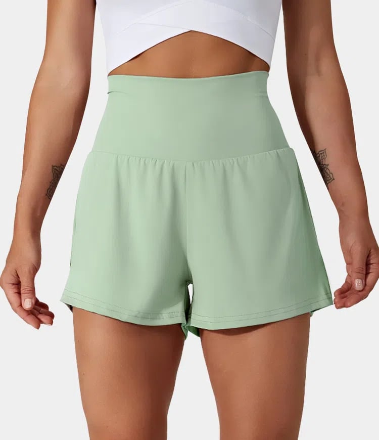 Dames sportshort met hoge taille en binnenbroek – DORINA - Glamorix