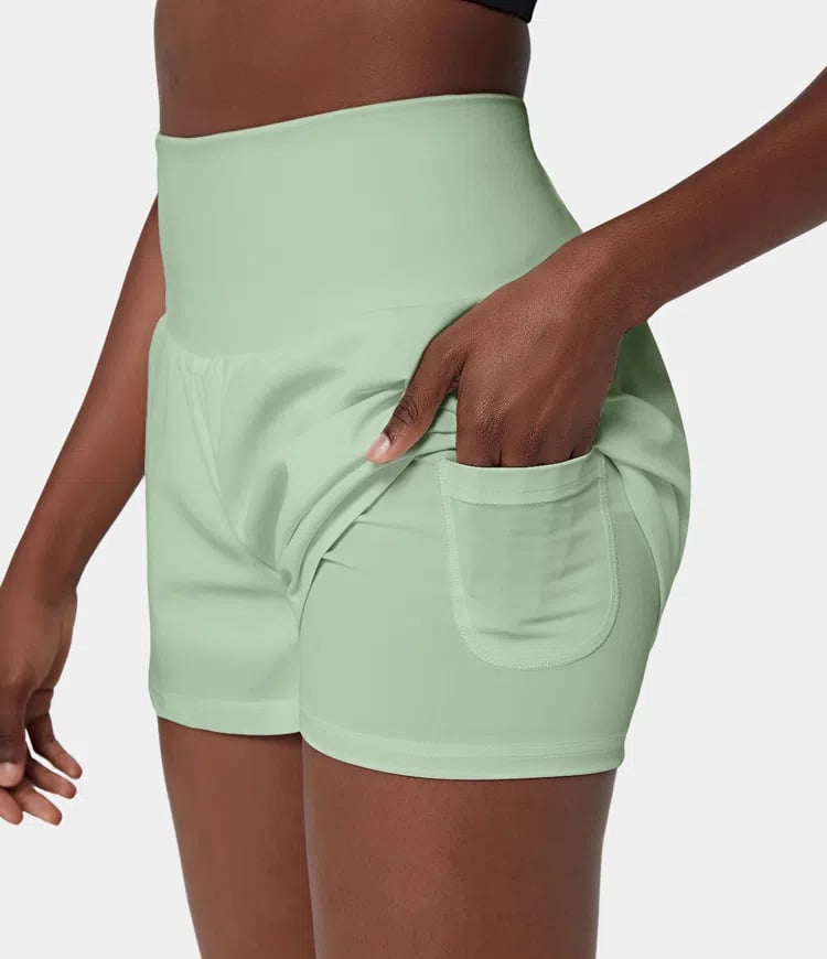 Dames sportshort met hoge taille en binnenbroek – DORINA - Glamorix