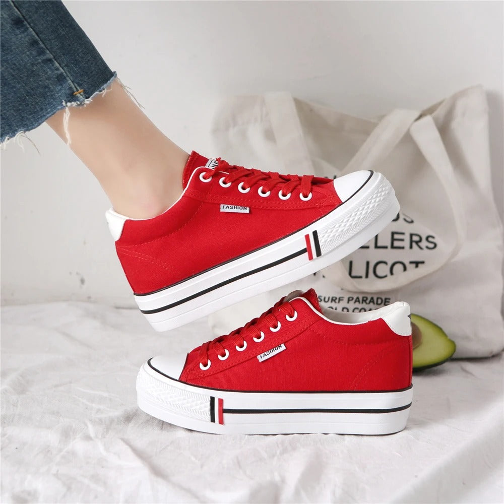 Dames platform sneakers met minimalistische zool – LIVIA RISE - Glamorix