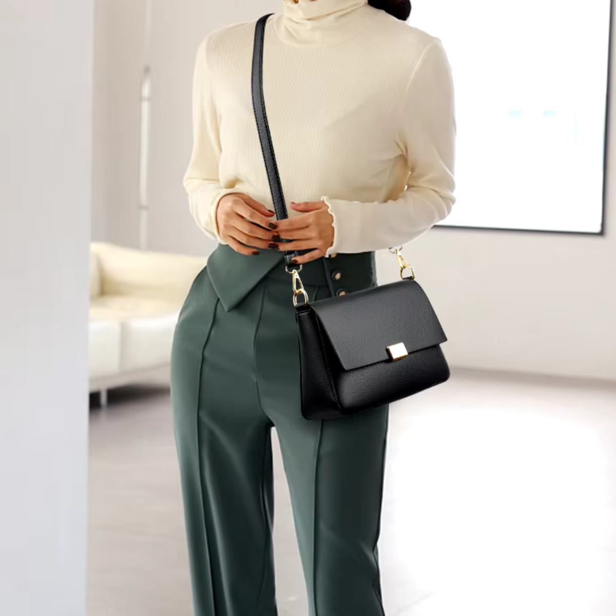 ELARA - Elegante leren kruistas voor dames