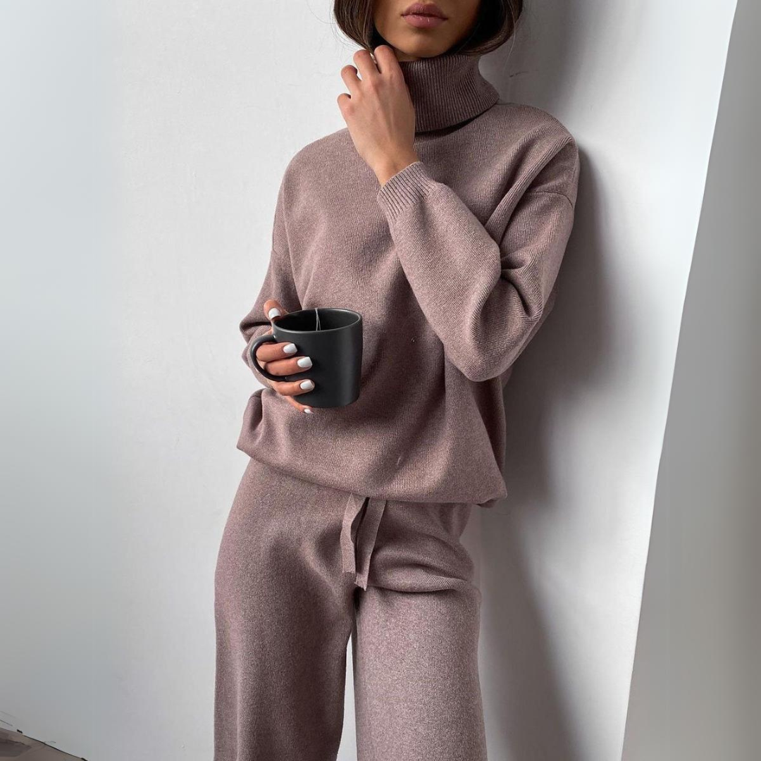 CARMEL - Elegante tweedelige set met coltrui en lange broek