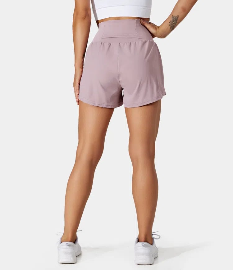 Dames sportshort met hoge taille en binnenbroek – DORINA - Glamorix