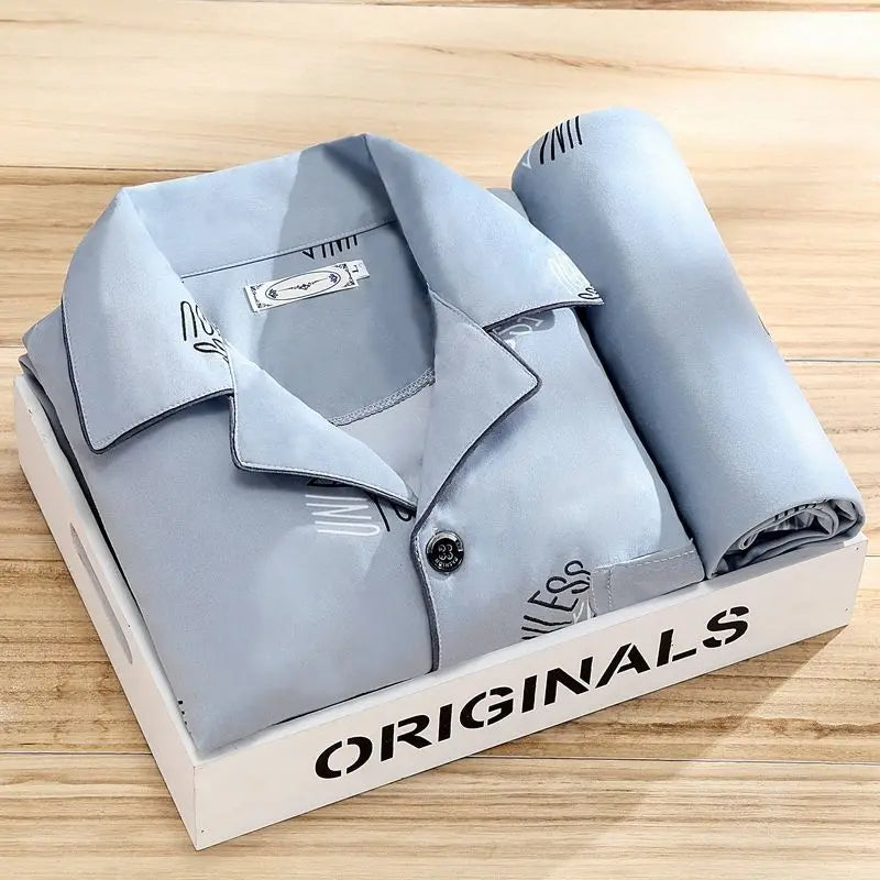 JULIEN - Stijlvolle heren pyjamaset met overhemd en knoopsluiting