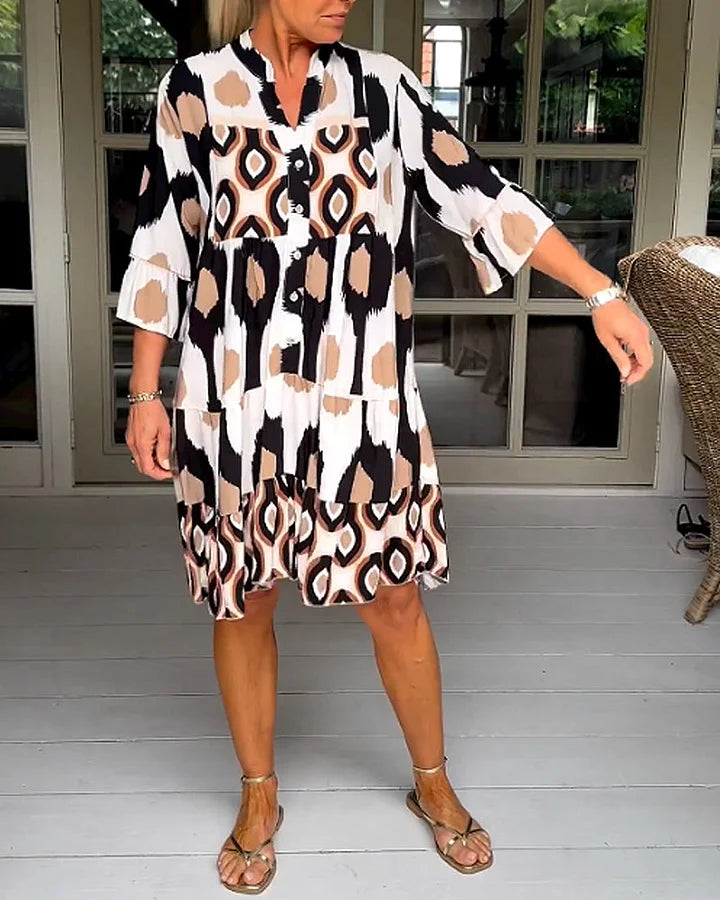 Elegante Zomerjurk met Abstracte Print voor Casual Dagen – LUNA STIJL - Glamorix