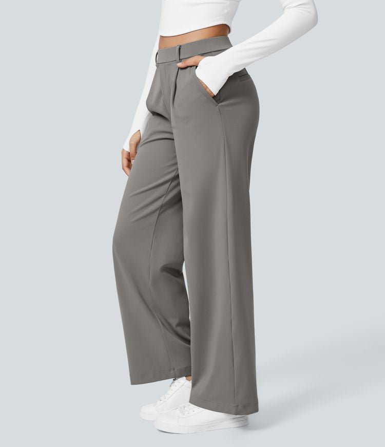 Wijde damesbroek met hoge taille en elegante snit – VelluraWide - Glamorix