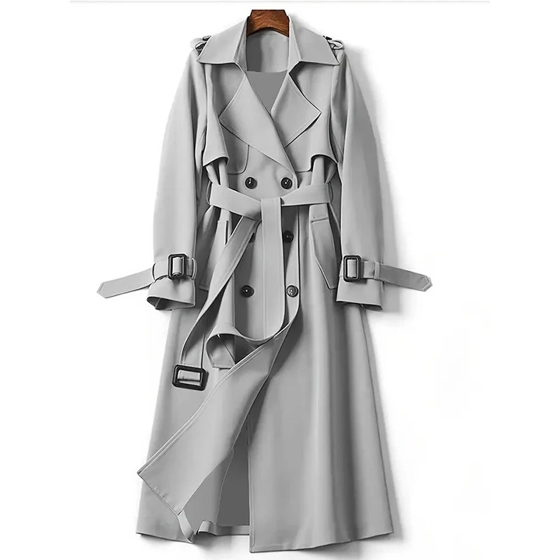 EVELYN - Lange trenchcoat met dubbele knoopsluiting en ceintuur voor dames