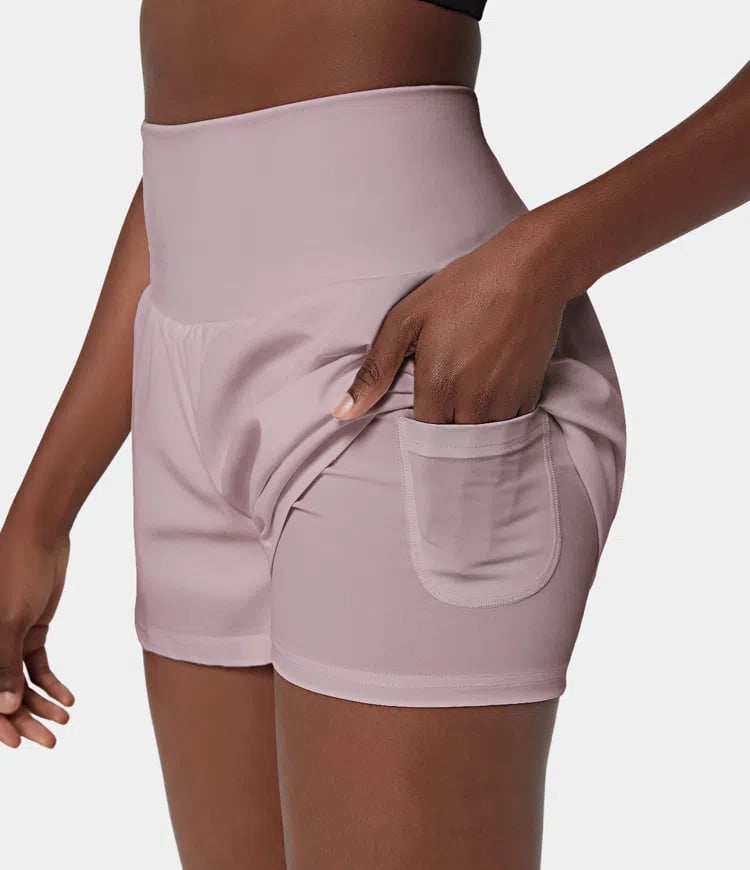 Dames sportshort met hoge taille en binnenbroek – DORINA - Glamorix