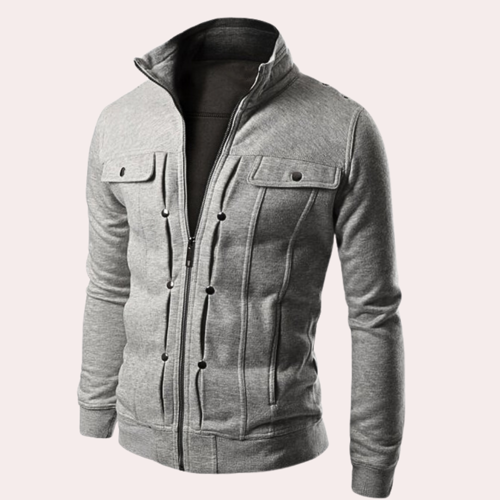 Moderne herenjas met hoge kraag en ritssluiting – VARELLO EdgeZip - Glamorix