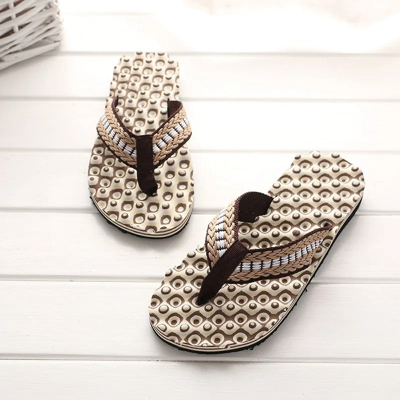 Heren teenslippers met gewatteerde geweven band – NERO WEAVE - Glamorix
