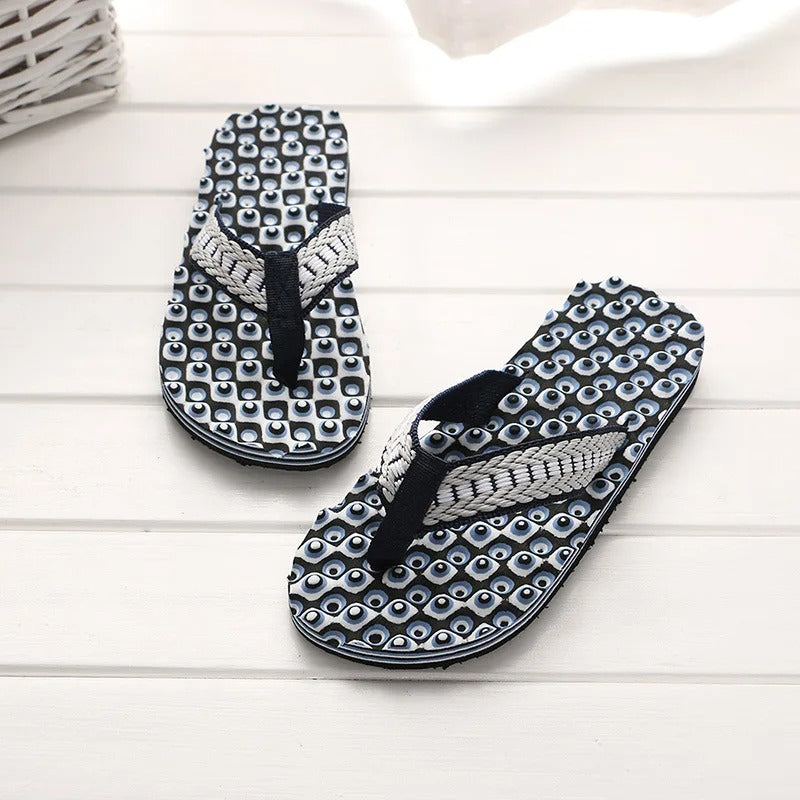 Heren teenslippers met gewatteerde geweven band – NERO WEAVE - Glamorix