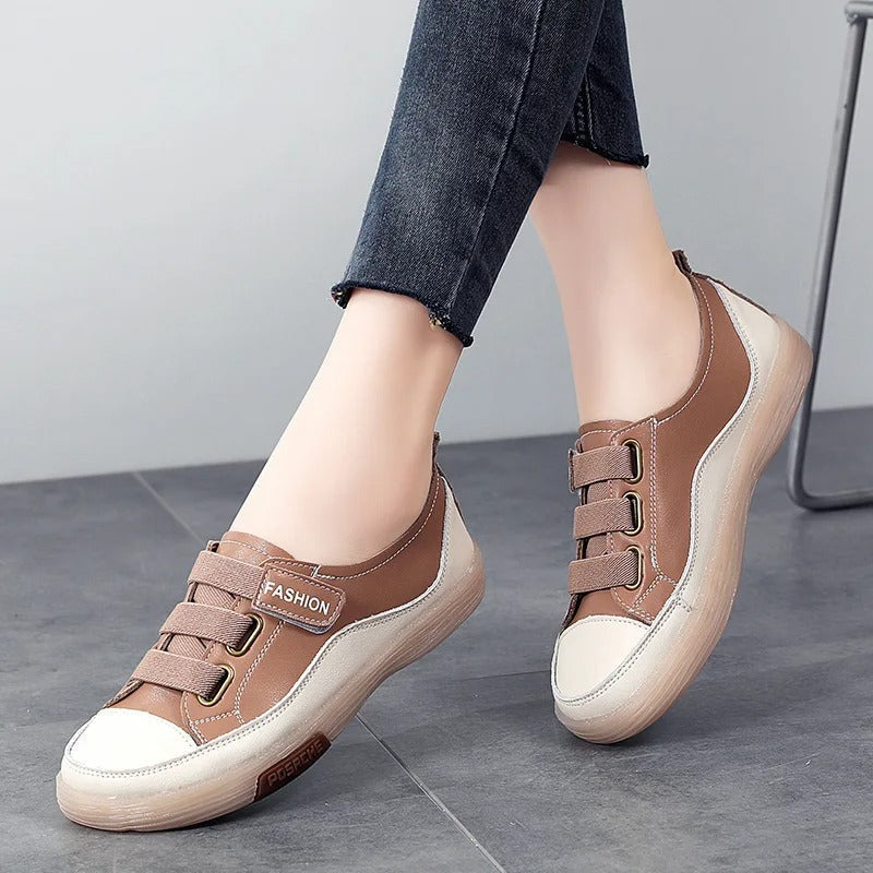 Dames sneakers met elastische bandjes en contrastneus – VIVIANA STRIDE - Glamorix