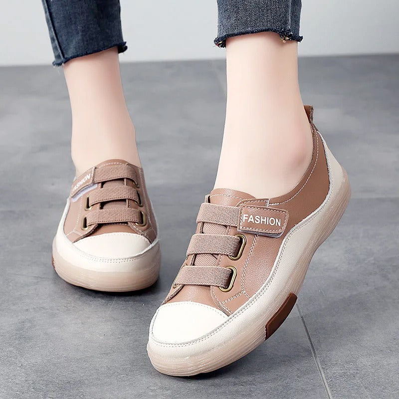 Dames sneakers met elastische bandjes en contrastneus – VIVIANA STRIDE - Glamorix
