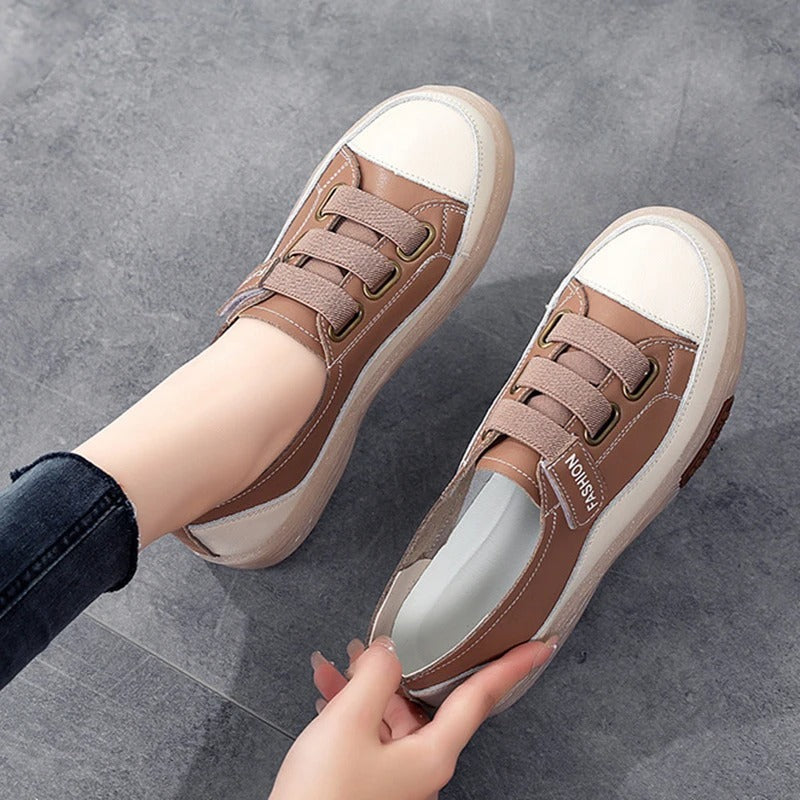 Dames sneakers met elastische bandjes en contrastneus – VIVIANA STRIDE - Glamorix