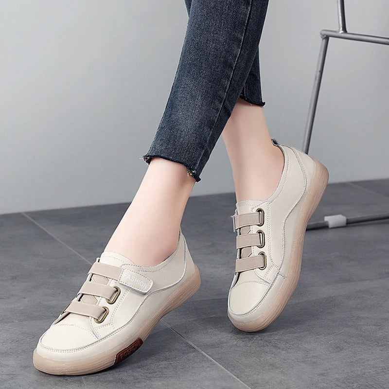 Dames sneakers met elastische bandjes en contrastneus – VIVIANA STRIDE - Glamorix
