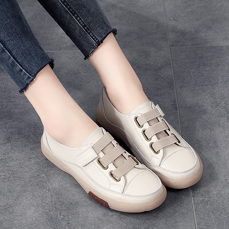 Dames sneakers met elastische bandjes en contrastneus – VIVIANA STRIDE - Glamorix