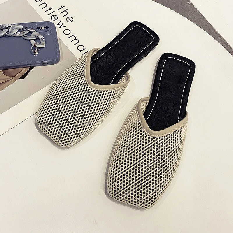 Dames instappers met transparant mesh en vierkante neus – LUNARA MESH - Glamorix