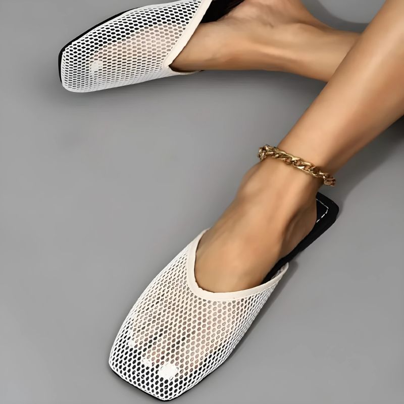Dames instappers met transparant mesh en vierkante neus – LUNARA MESH - Glamorix