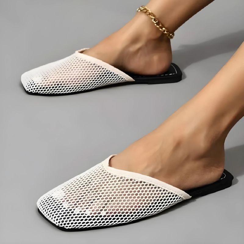 Dames instappers met transparant mesh en vierkante neus – LUNARA MESH - Glamorix