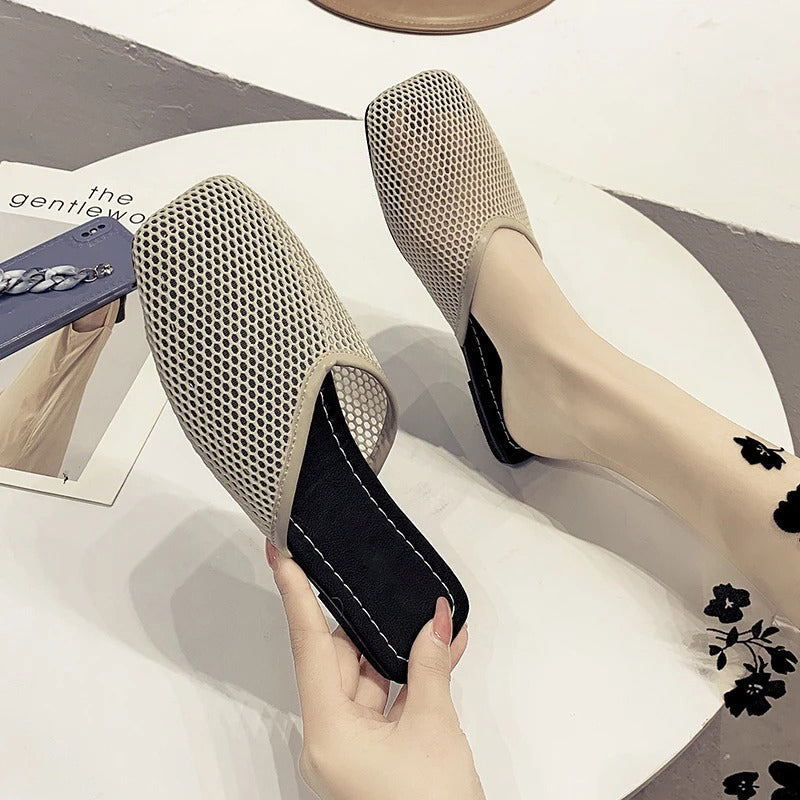 Dames instappers met transparant mesh en vierkante neus – LUNARA MESH - Glamorix