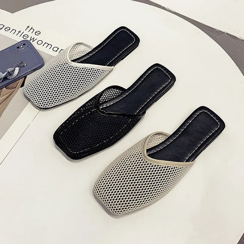 Dames instappers met transparant mesh en vierkante neus – LUNARA MESH - Glamorix