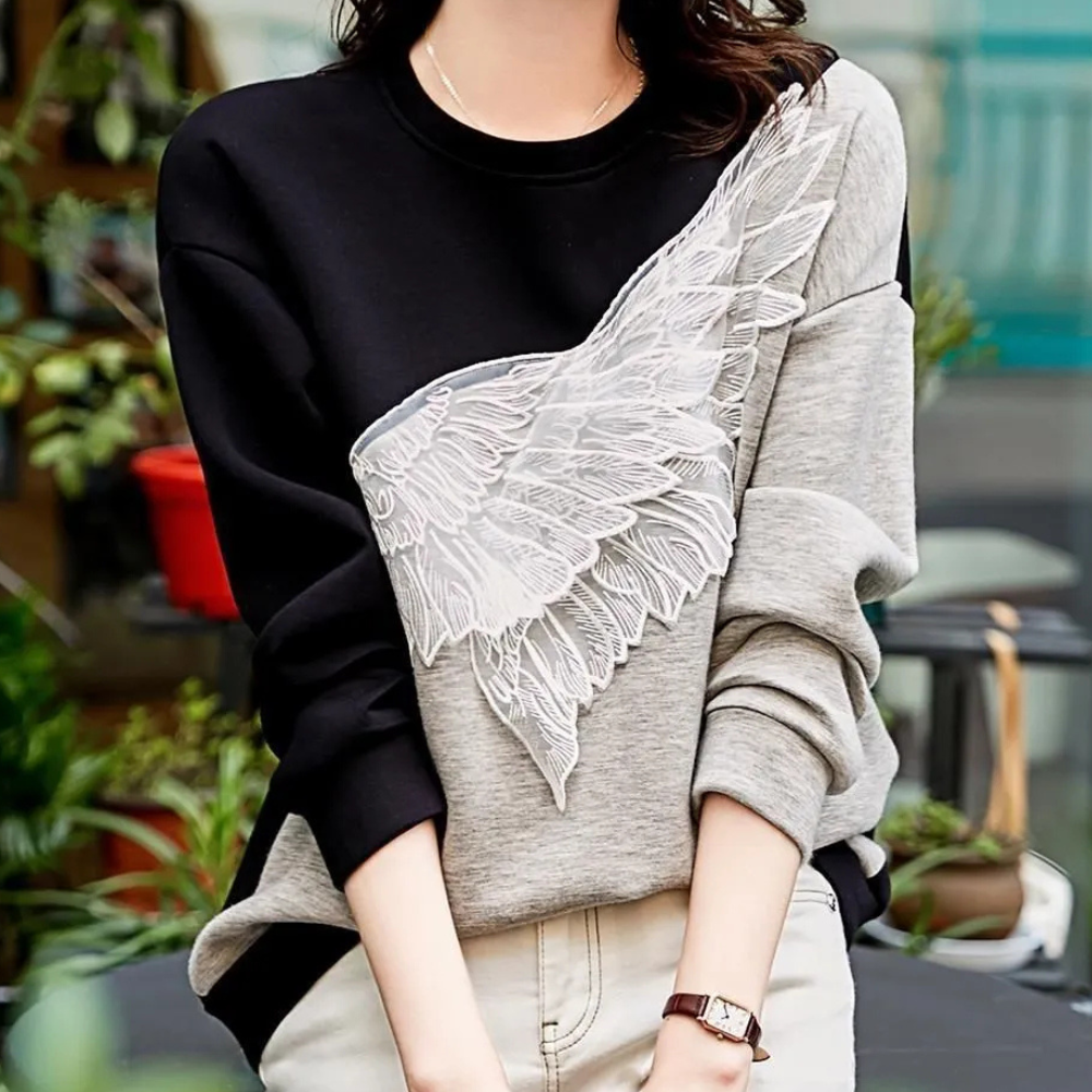 Trendy dames sweatshirt met colorblock design – NUVORA - Glamorix