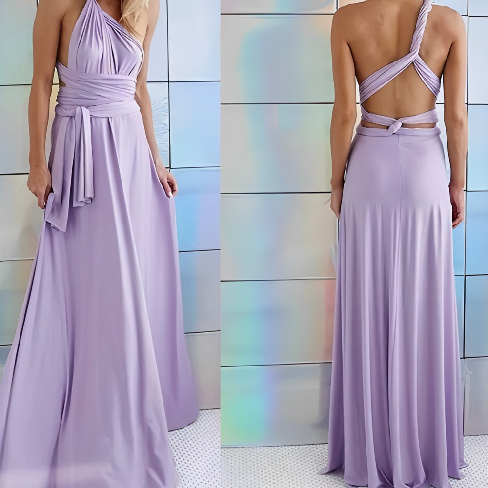 Verleidelijke maxi zomerjurk met open rug en kruislings gebonden top – AURELIA SKY - Glamorix