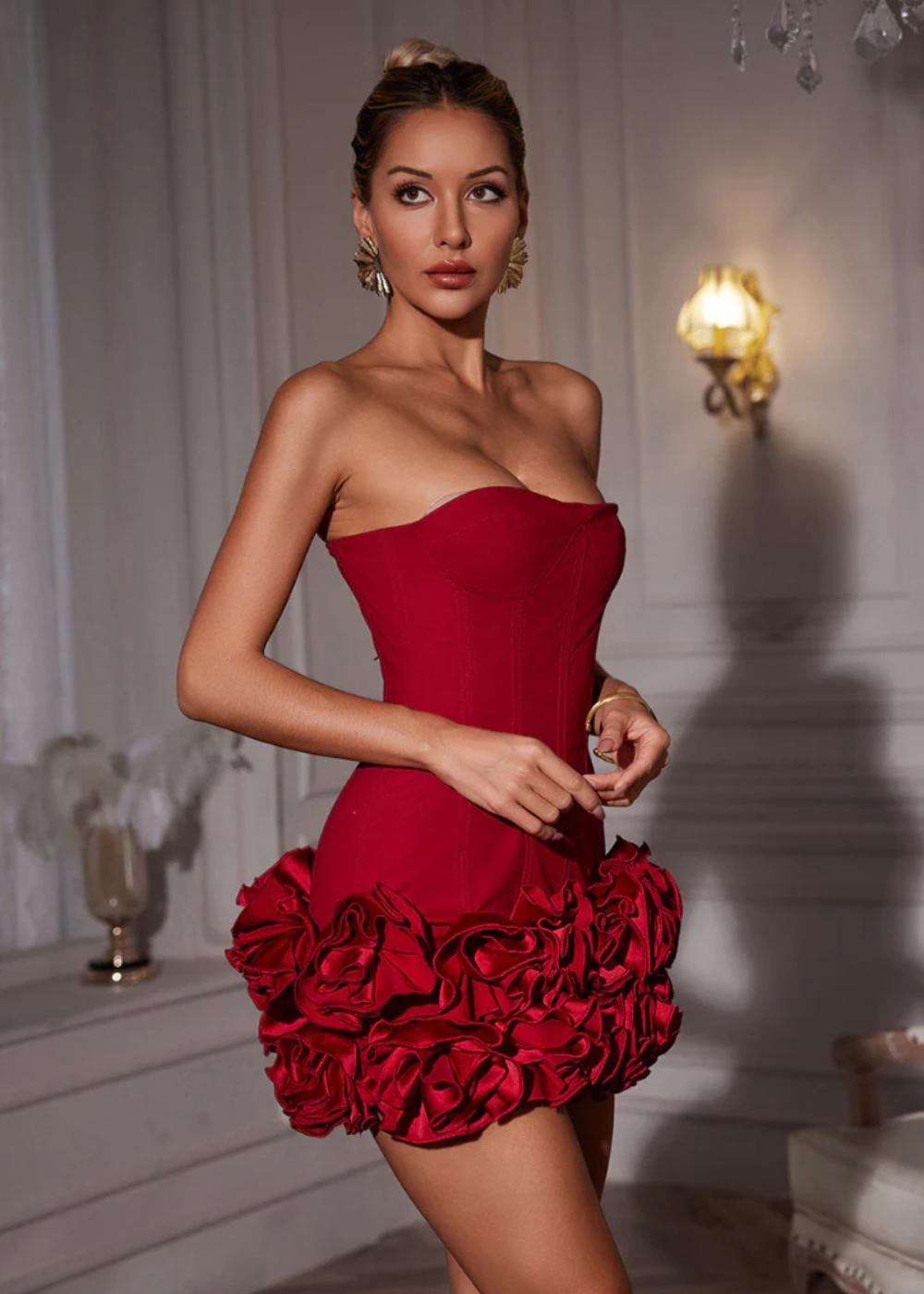 ARIELLE – Strapless mini-jurk met gestructureerd lijfje