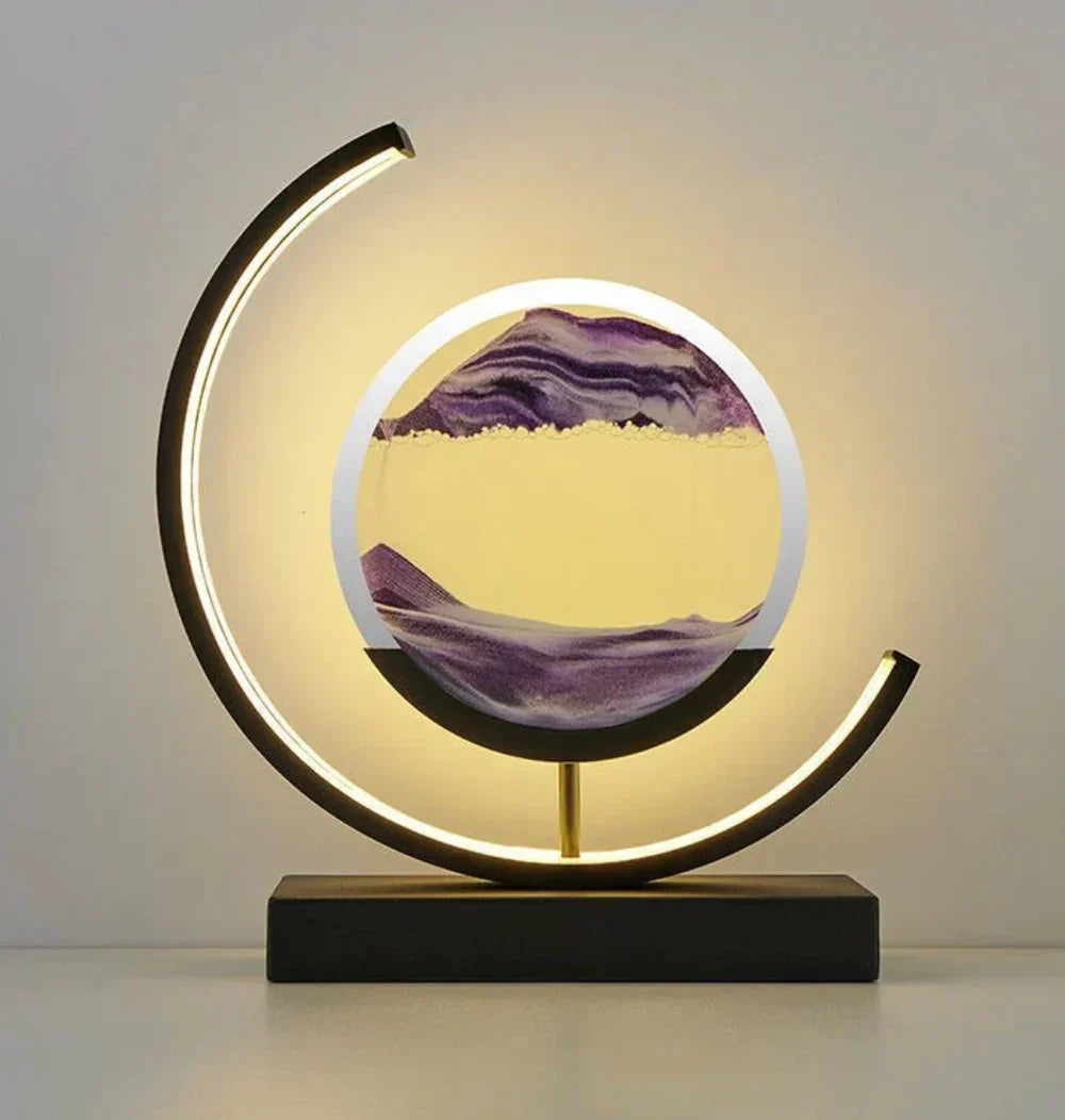 Zenalux Flow – Rustgevende tafellamp met harmonieus zandlandschap en sfeervol LED-licht
