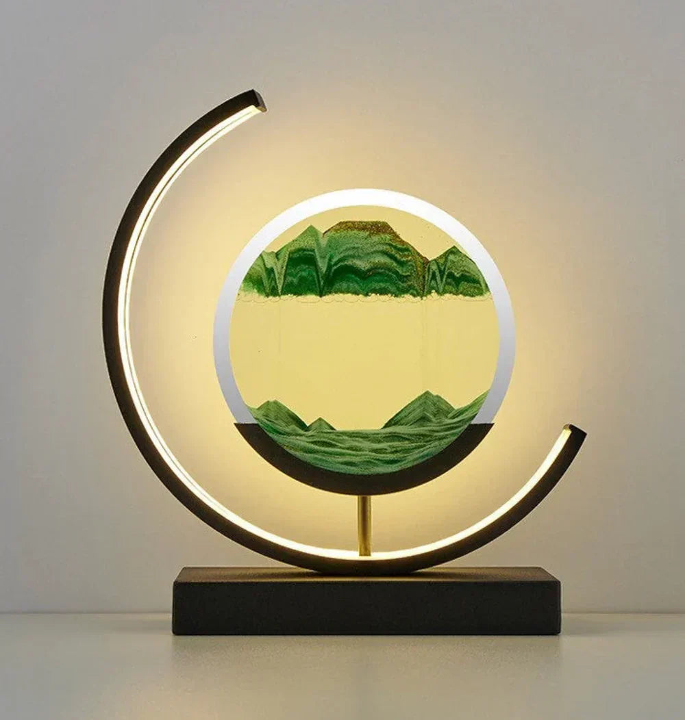 Zenalux Flow – Rustgevende tafellamp met harmonieus zandlandschap en sfeervol LED-licht