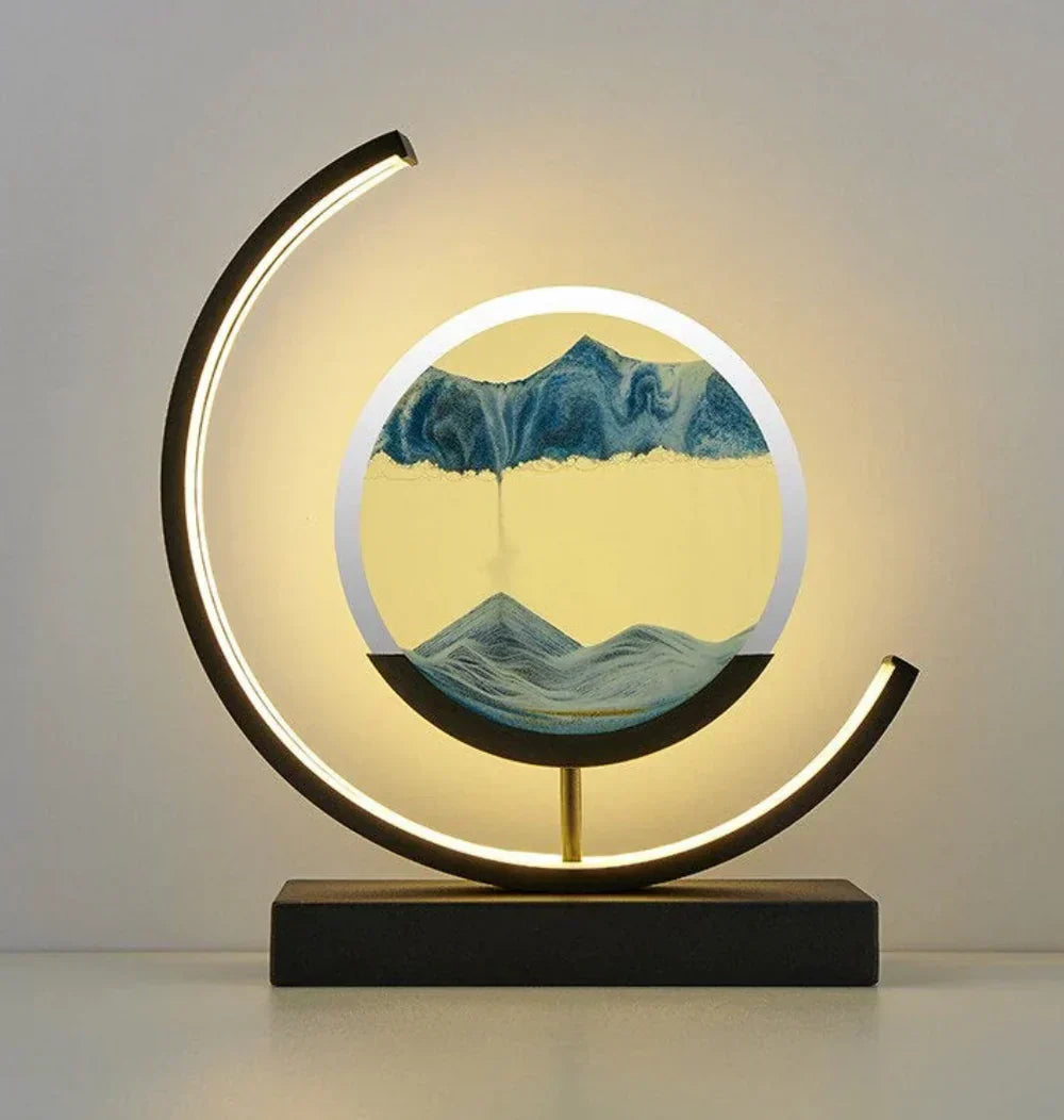 Zenalux Flow – Rustgevende tafellamp met harmonieus zandlandschap en sfeervol LED-licht
