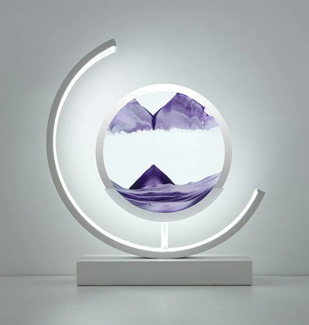 Zenalux Flow – Rustgevende tafellamp met harmonieus zandlandschap en sfeervol LED-licht