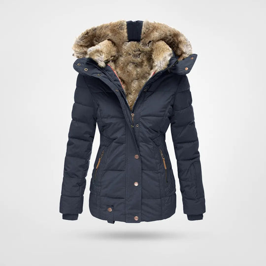 ELVIRA - Abrigo de invierno cálido e impermeable con forro y capucha para mujer - Glamorix