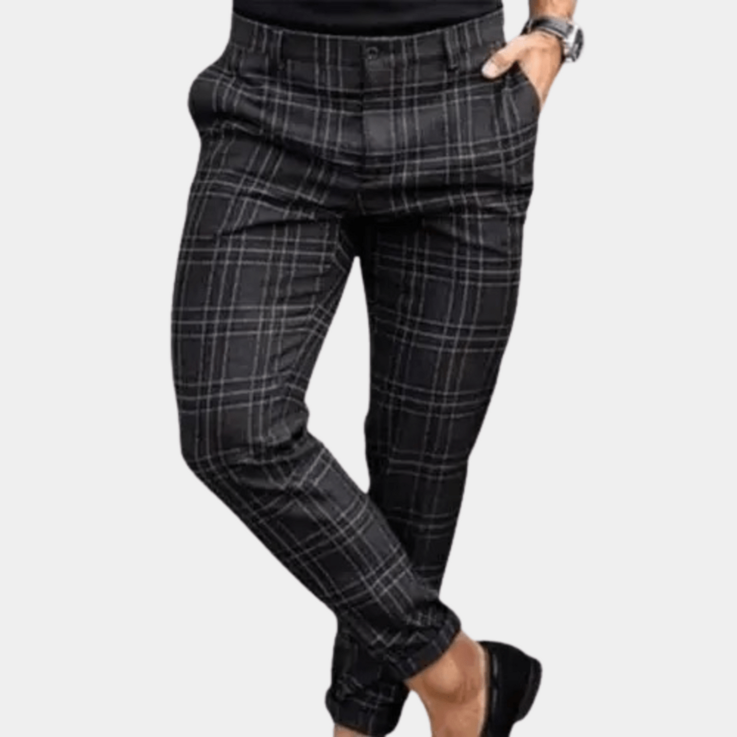 ETHAN - Slim-fit geruite broek voor heren