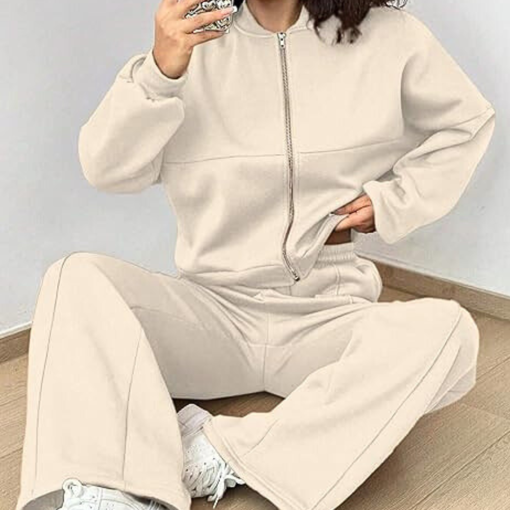 Tweedelige dames loungset met relaxed fit en zachte stof – LUNAYA CozyWear - Glamorix