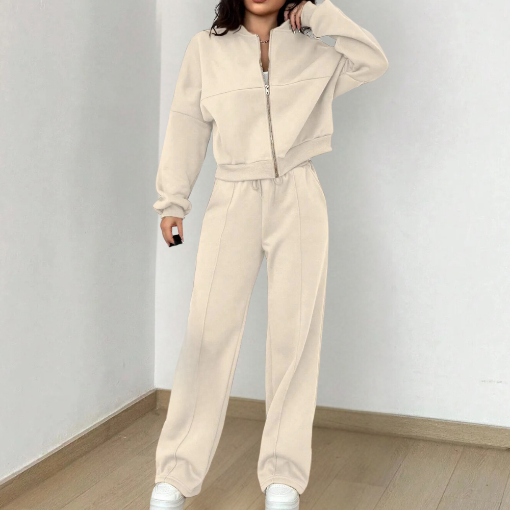 Tweedelige dames loungset met relaxed fit en zachte stof – LUNAYA CozyWear - Glamorix