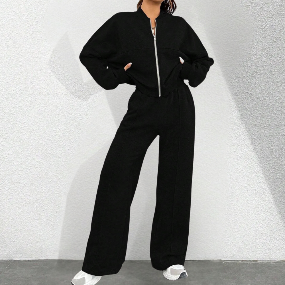 Tweedelige dames loungset met relaxed fit en zachte stof – LUNAYA CozyWear - Glamorix