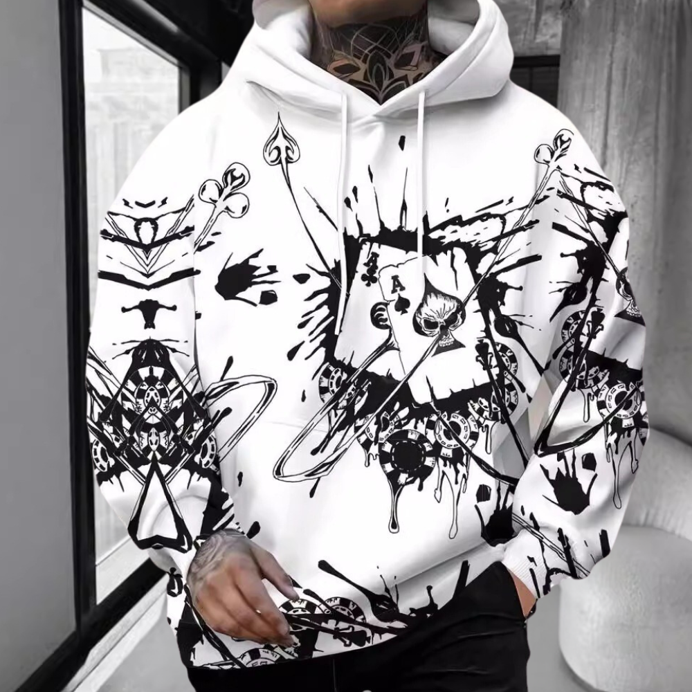 Heren hoodie met grafische print en trekkoord capuchon – VERTAGO UrbanLayer - Glamorix