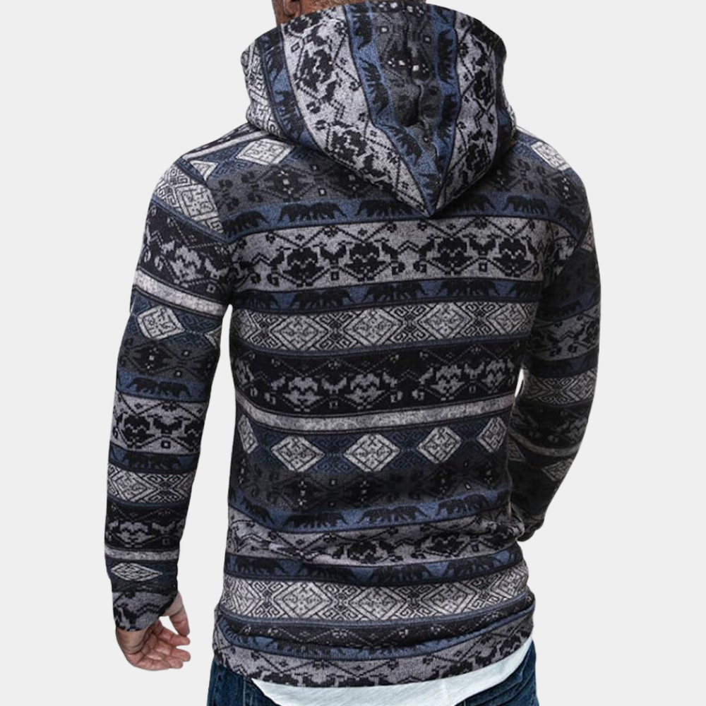 Comfortabele heren hoodie met geometrisch patroon – KALVOR GeoHood - Glamorix