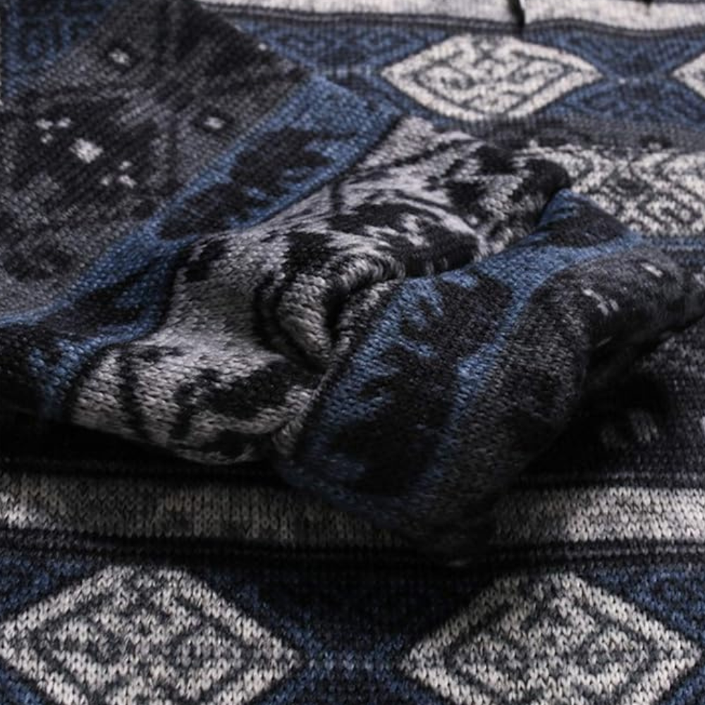 Comfortabele heren hoodie met geometrisch patroon – KALVOR GeoHood - Glamorix