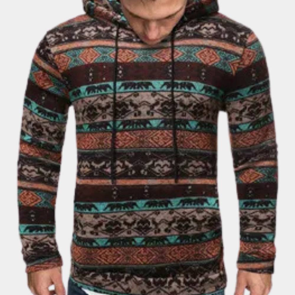 Comfortabele heren hoodie met geometrisch patroon – KALVOR GeoHood - Glamorix