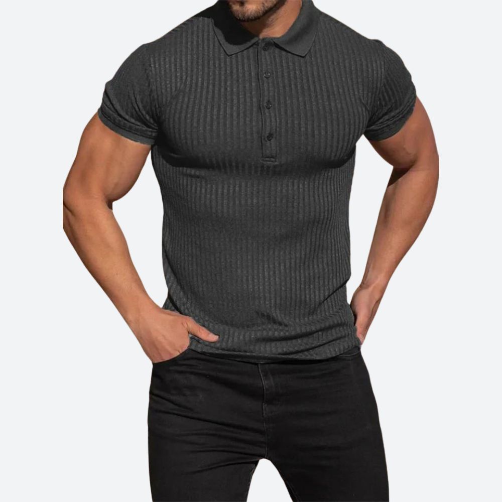 Getailleerd herenpoloshirt met ribstructuur – VERTON - Glamorix