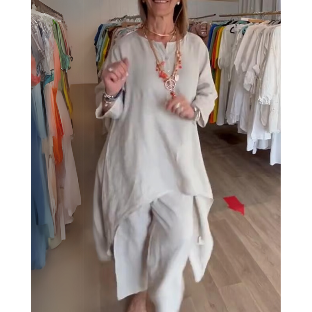 Zachte dames loungewear set met oversized tuniek en legging – RILANA COZYSET - Glamorix