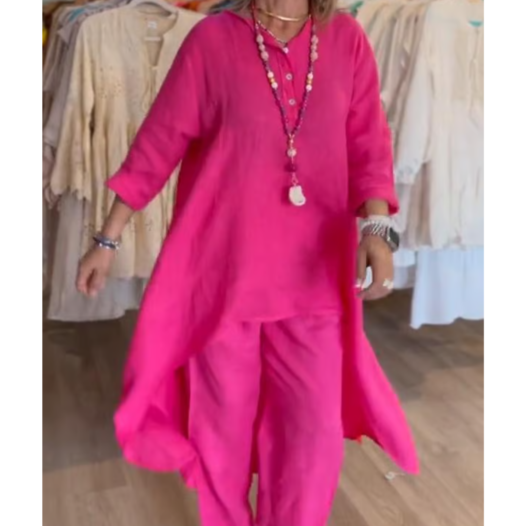 Zachte dames loungewear set met oversized tuniek en legging – RILANA COZYSET - Glamorix