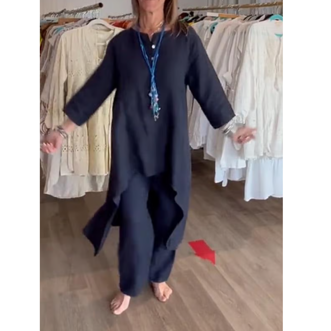 Zachte dames loungewear set met oversized tuniek en legging – RILANA COZYSET - Glamorix
