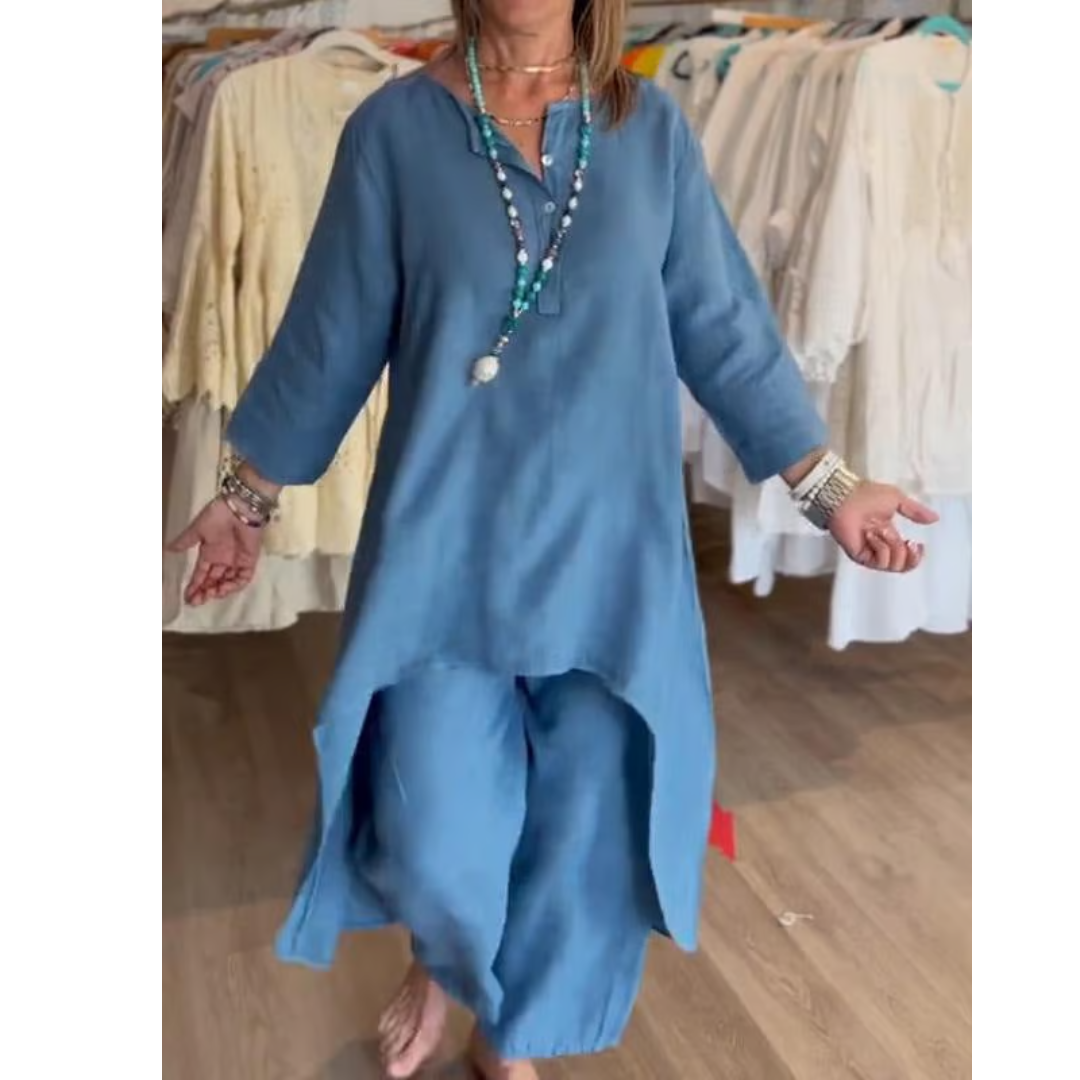 Zachte dames loungewear set met oversized tuniek en legging – RILANA COZYSET - Glamorix