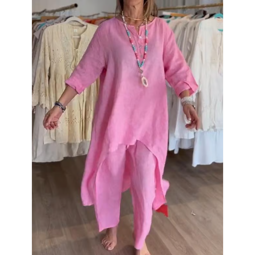 Zachte dames loungewear set met oversized tuniek en legging – RILANA COZYSET - Glamorix