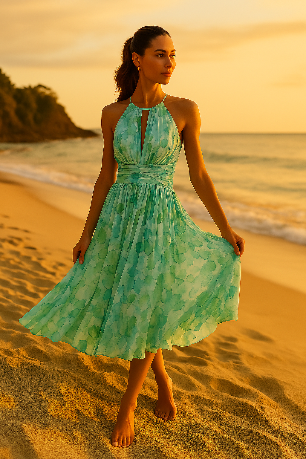 Zomerse Maxi-jurk met Elegante Plissé en Verspringende Bloemenprint – LUNA BELLE - Glamorix