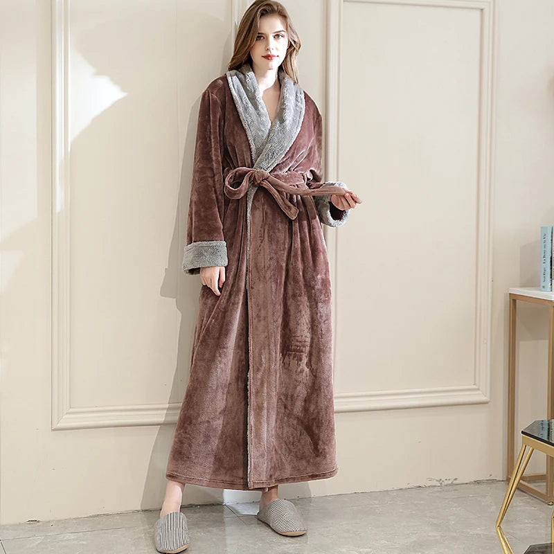 ELISE - Pluche damesbadjas met riem over de hele lengte