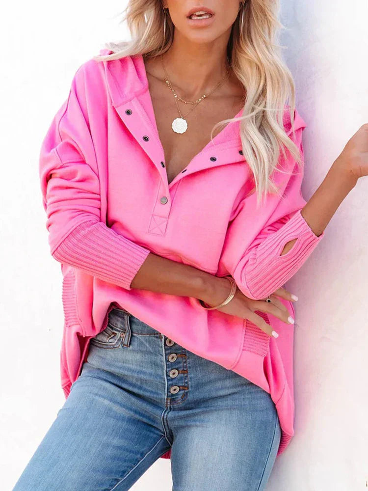 VIVIEN - Casual damessweater met stijlvolle knoopdetails