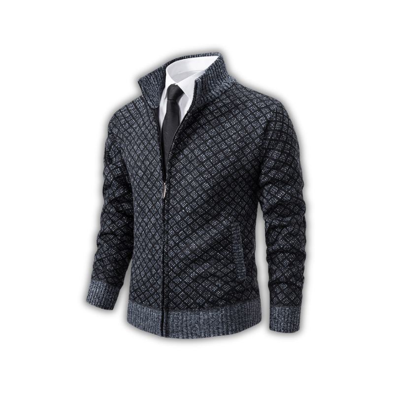 BRADEN - Zip-up heren sweater met ruitenpatroon